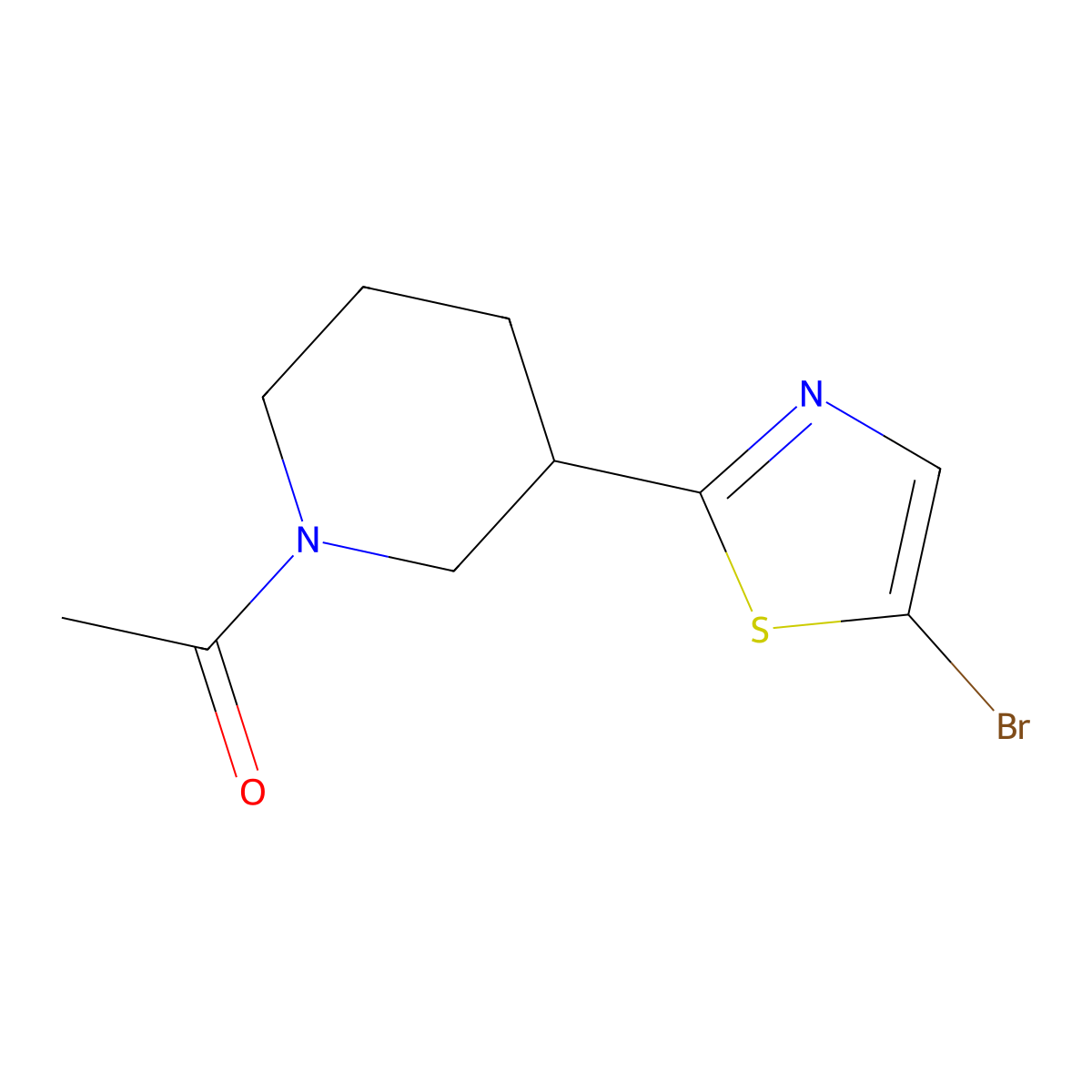 1-[3-(5-Bromo-1,3-thiazol-2-yl)piperidin-1-yl]ethanone molecular structure, CAS 1316218-61-7