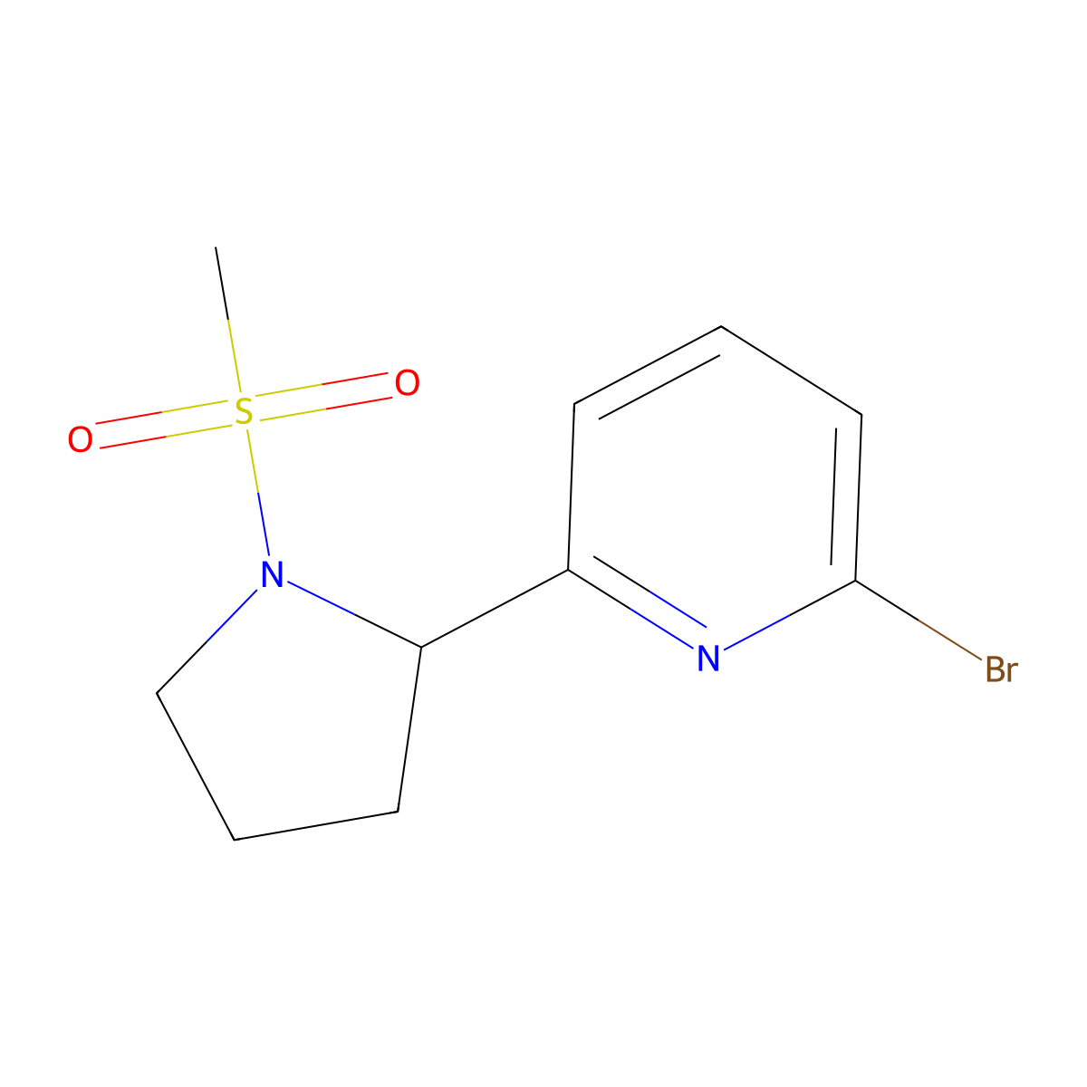 2-Bromo-6-(1-(methylsulfonyl)pyrrolidin-2-yl)pyridine molecular structure, CAS 1316218-67-3