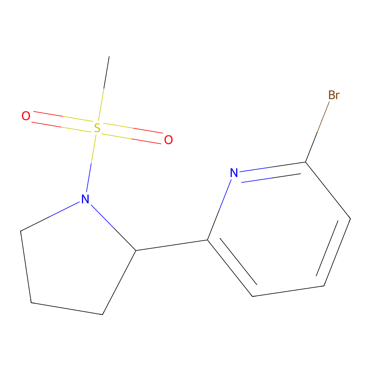 2-Bromo-6-(1-(methylsulfonyl)pyrrolidin-2-yl)pyridine molecular structure, CAS 1316218-67-3