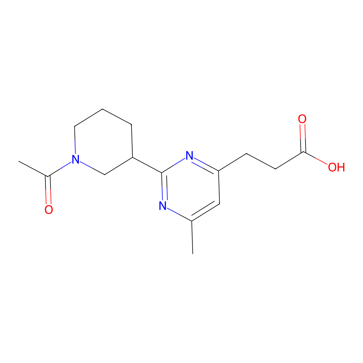 3-(2-(1-Acetylpiperidin-3-yl)-6-methylpyrimidin-4-yl)propanoic acid molecular structure, CAS 1316218-68-4