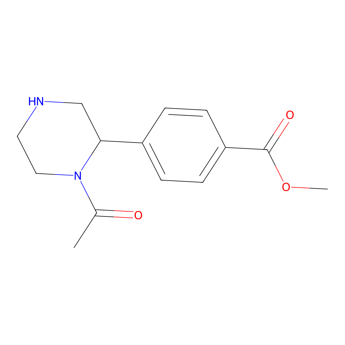 Methyl 4-(1-acetylpiperazin-2-yl)benzoate molecular structure, CAS 1316218-72-0
