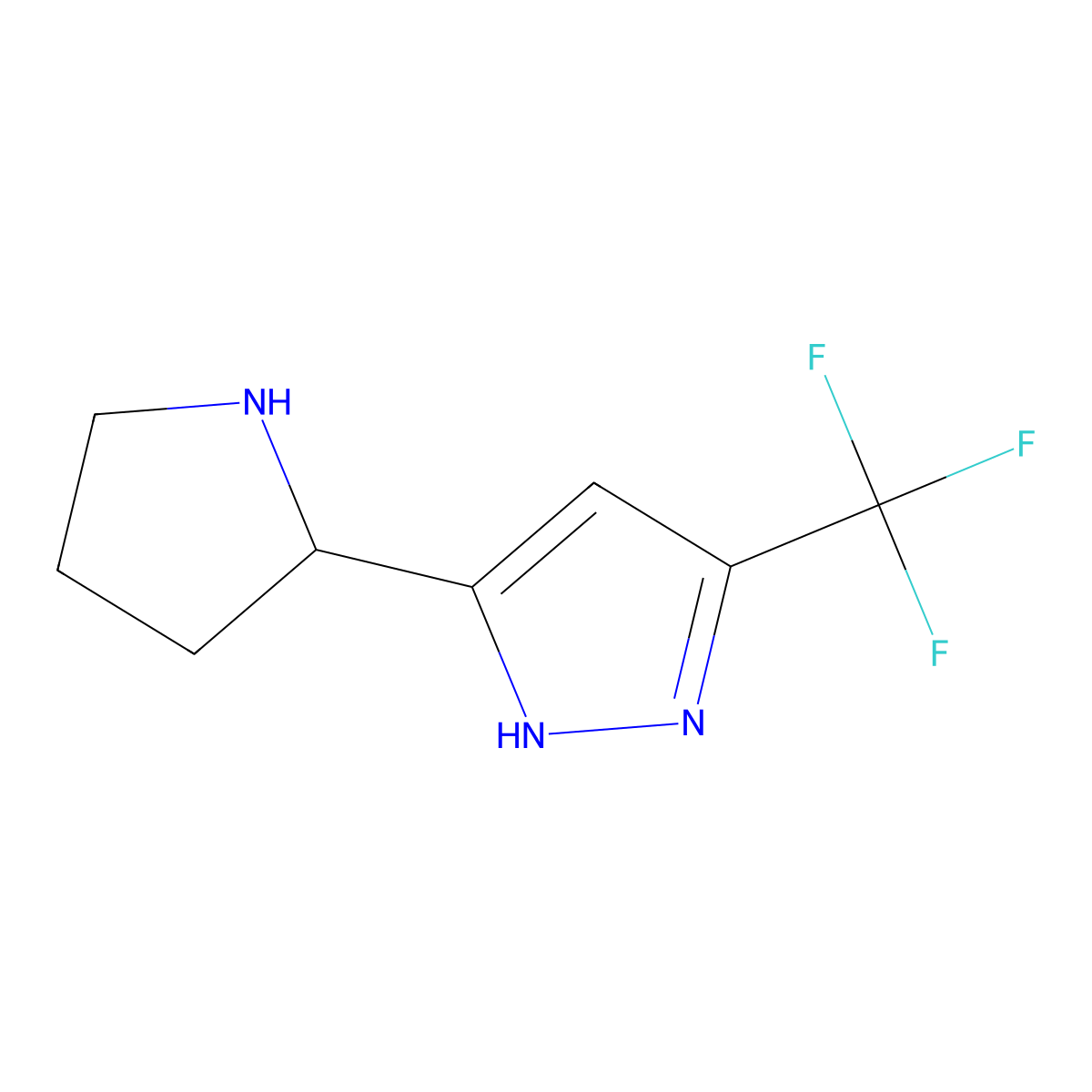 3-(Pyrrolidin-2-YL)-5-(trifluoromethyl)-1H-pyrazole molecular structure, CAS 1316218-81-1