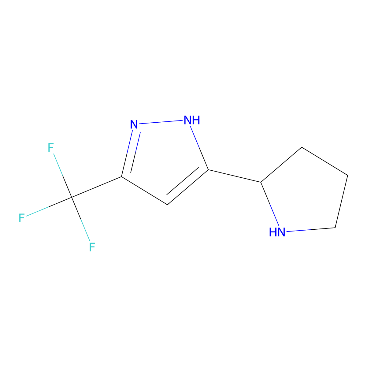 3-(Pyrrolidin-2-YL)-5-(trifluoromethyl)-1H-pyrazole molecular structure, CAS 1316218-81-1