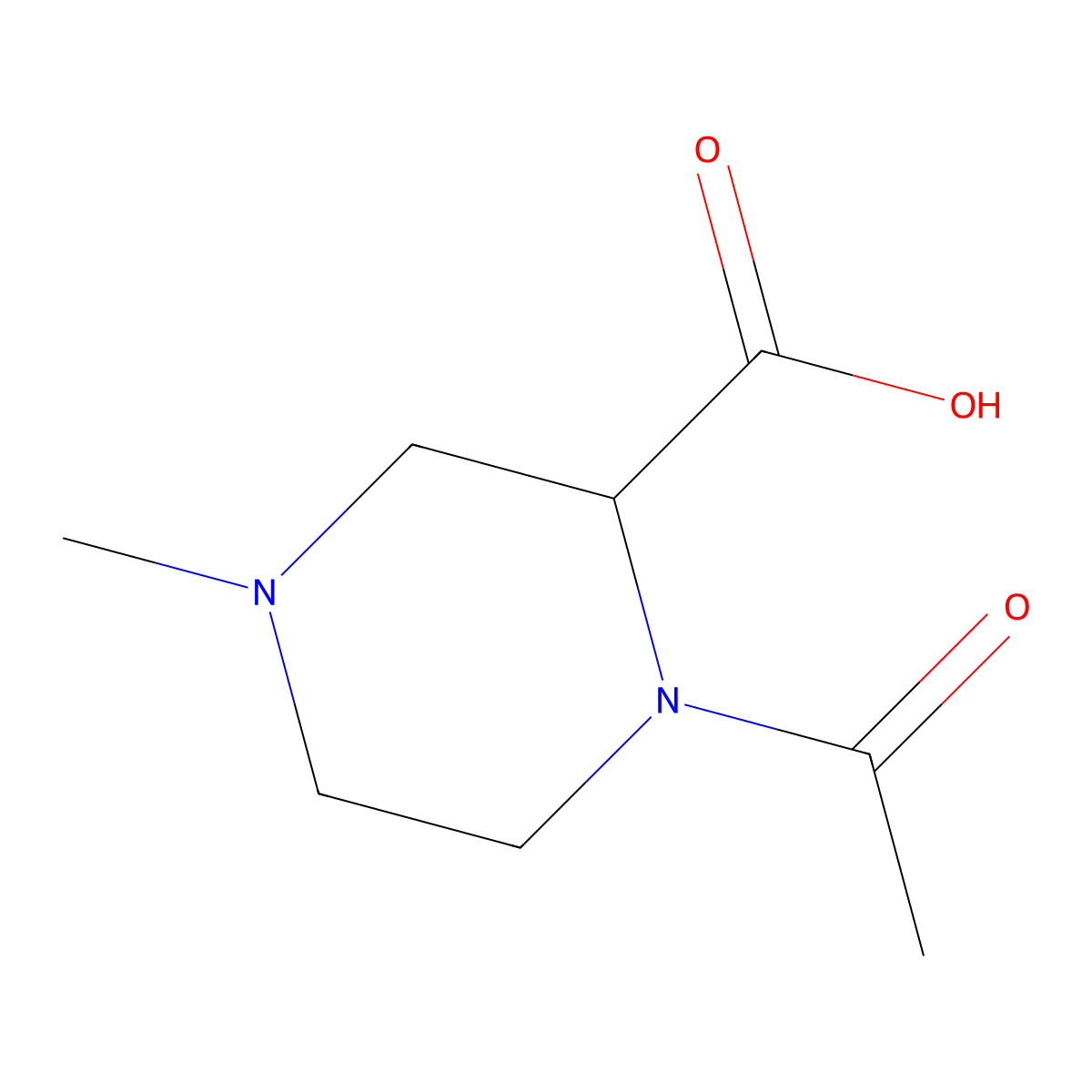 1-Acetyl-4-methylpiperazine-2-carboxylic acid molecular structure, CAS 1316218-87-7