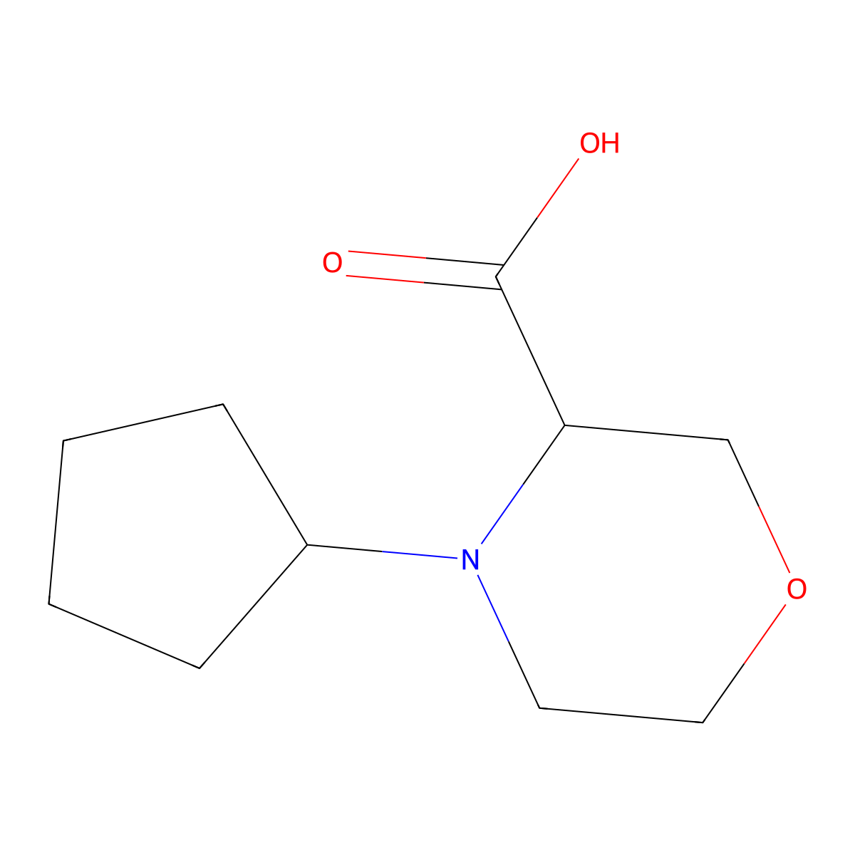 4-Cyclopentylmorpholine-3-carboxylic acid molecular structure, CAS 1316219-11-0