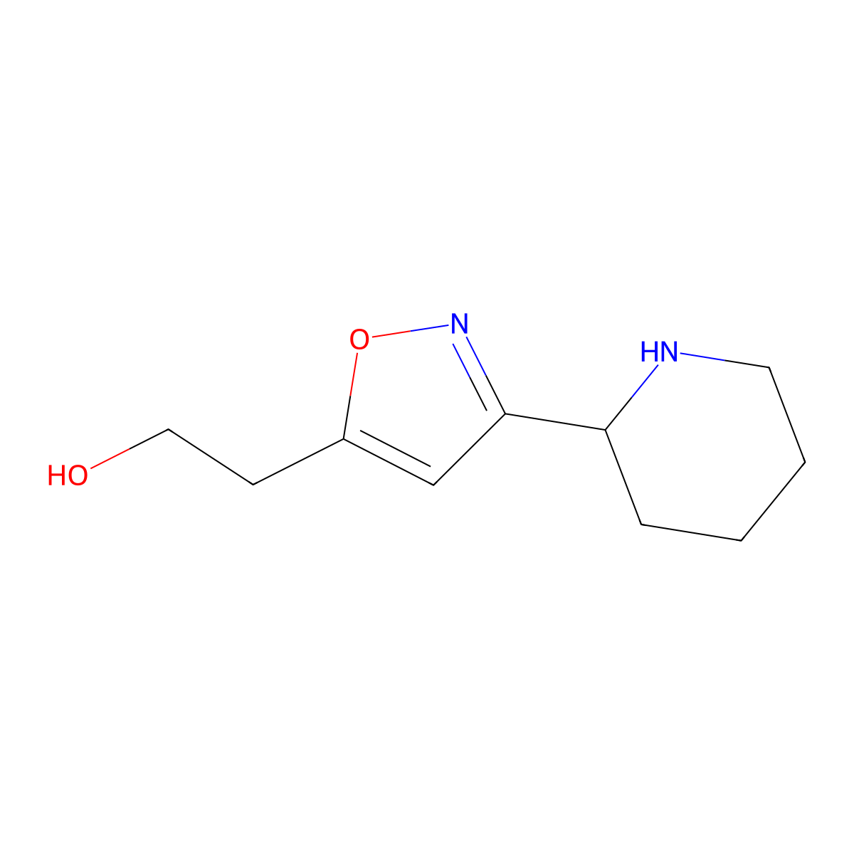 2-(3-Piperidin-2-yl-isoxazol-5-yl)-ethanol molecular structure, CAS 1316219-12-1