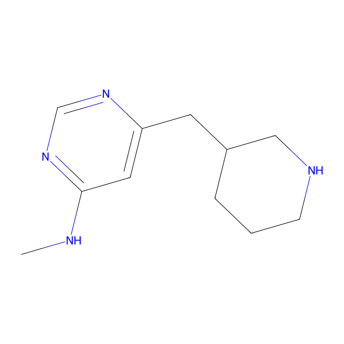 N-methyl-6-(piperidin-3-ylmethyl)pyrimidin-4-amine hydrochloride molecular structure, CAS 1316219-20-1
