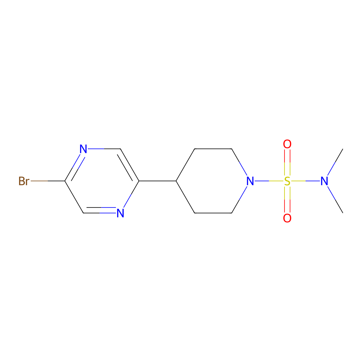 4-(5-bromopyrazin-2-yl)-N,N-dimethylpiperidine-1-sulfonamide molecular structure, CAS 1316219-30-3