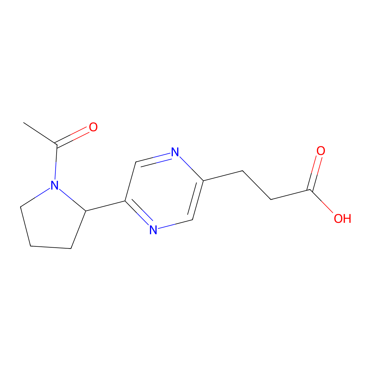3-(5-(1-Acetylpyrrolidin-2-yl)pyrazin-2-yl)propanoic acid molecular structure, CAS 1316219-35-8