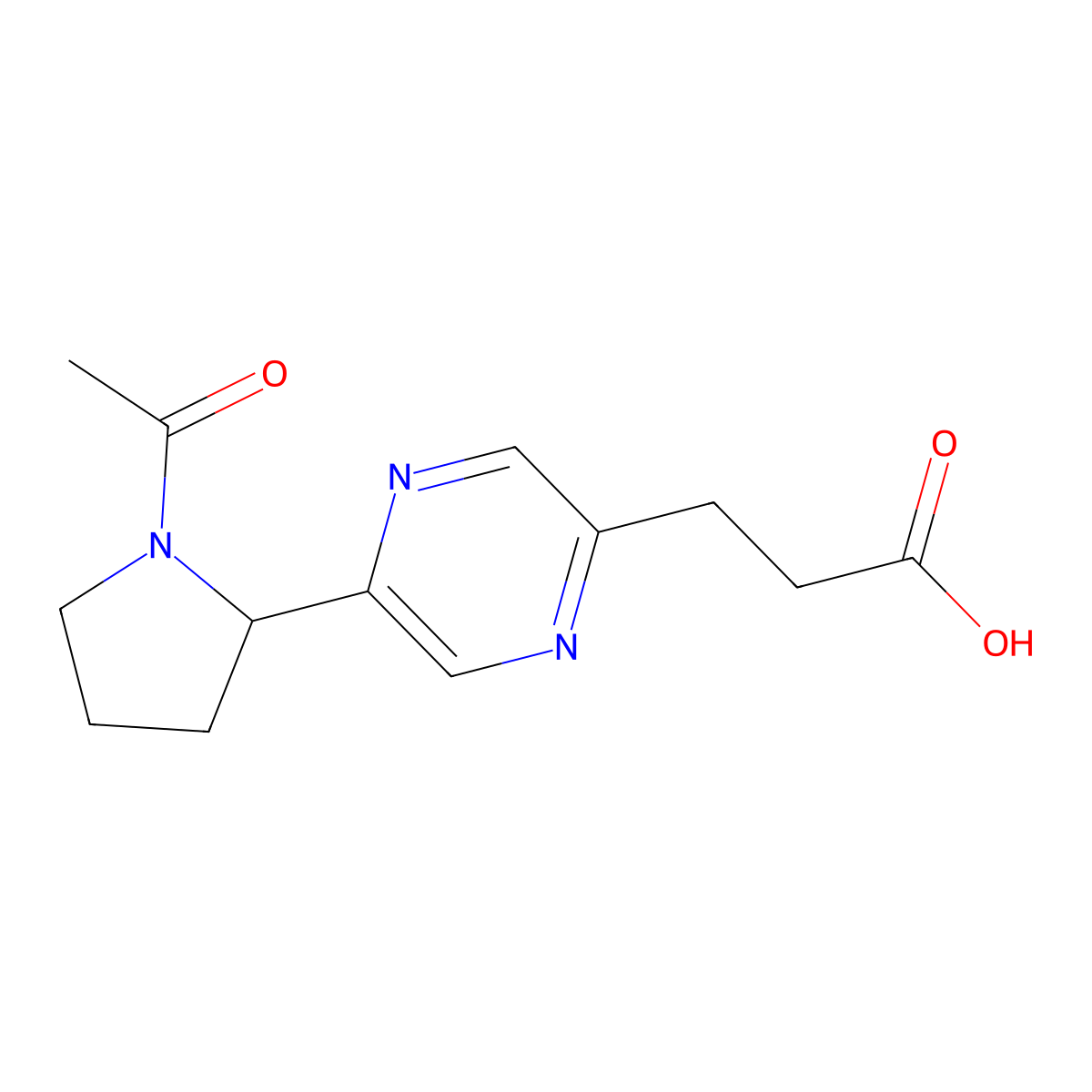 3-(5-(1-Acetylpyrrolidin-2-yl)pyrazin-2-yl)propanoic acid molecular structure, CAS 1316219-35-8