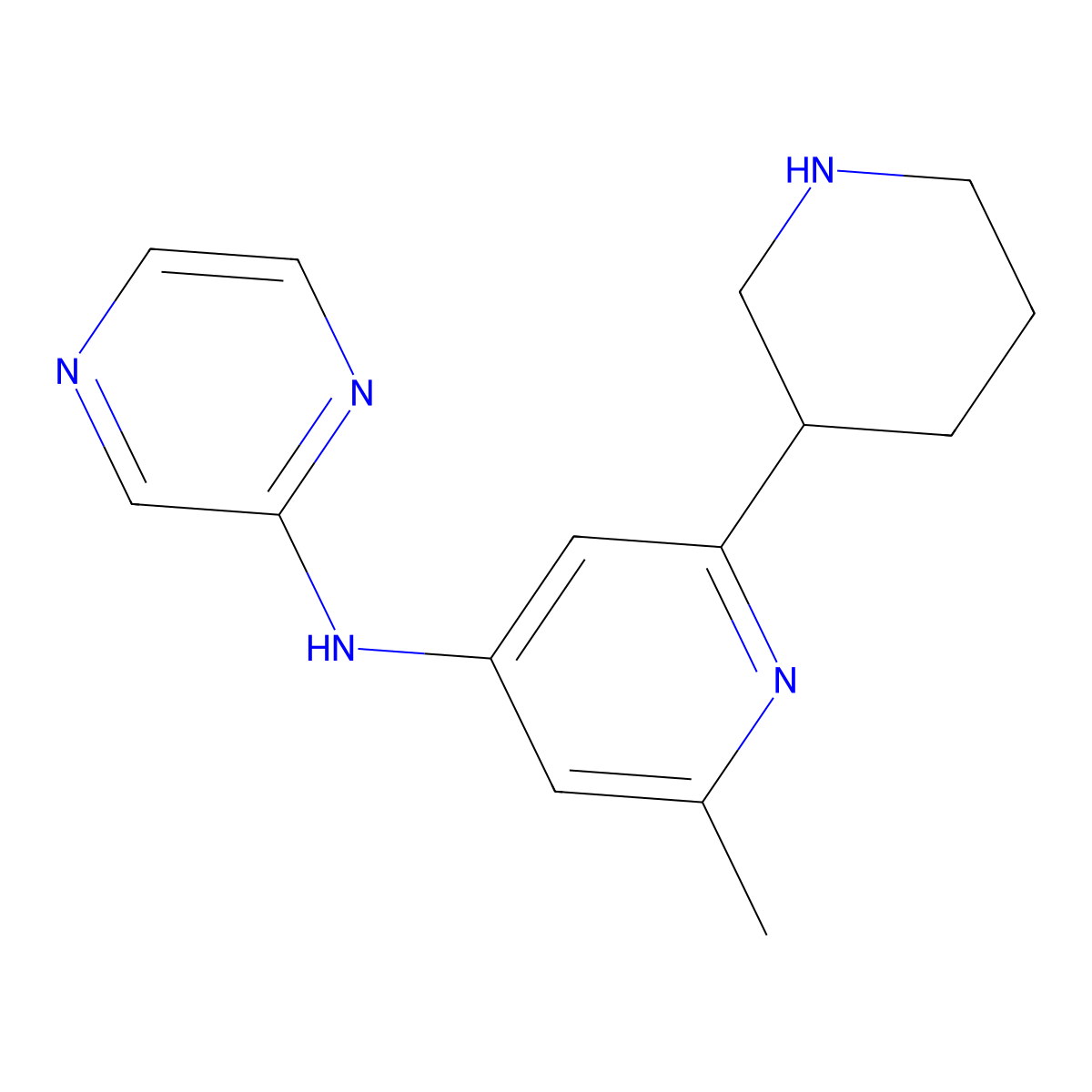 N-(2-Methyl-6-(piperidin-3-yl)pyridin-4-yl)pyrazin-2-amine molecular structure, CAS 1316219-39-2