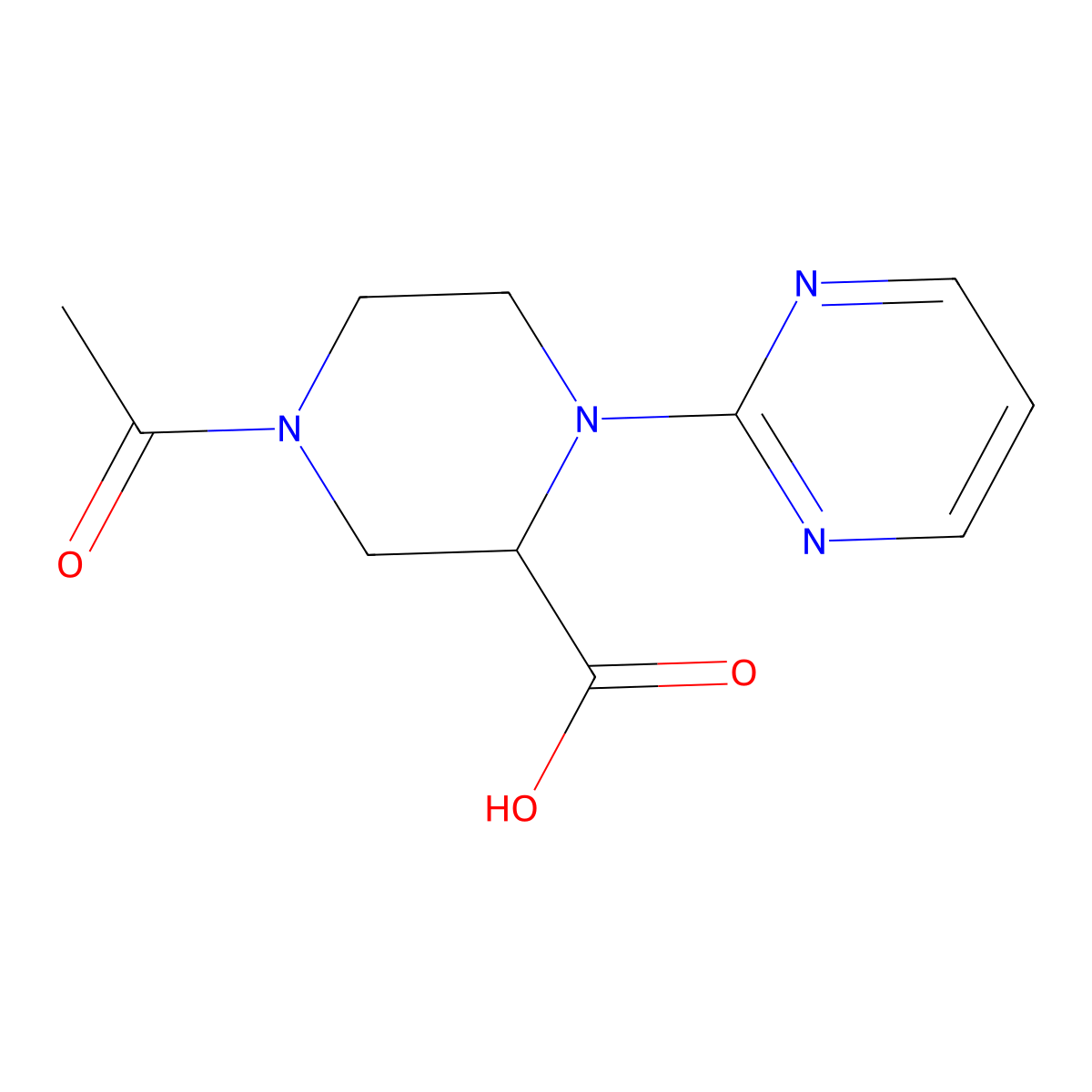 4-Acetyl-1-(pyrimidin-2-yl)piperazine-2-carboxylic acid molecular structure, CAS 1316219-46-1