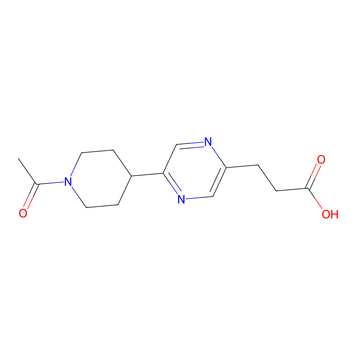 3-(5-(1-Acetylpiperidin-4-yl)pyrazin-2-yl)propanoic acid molecular structure, CAS 1316219-51-8