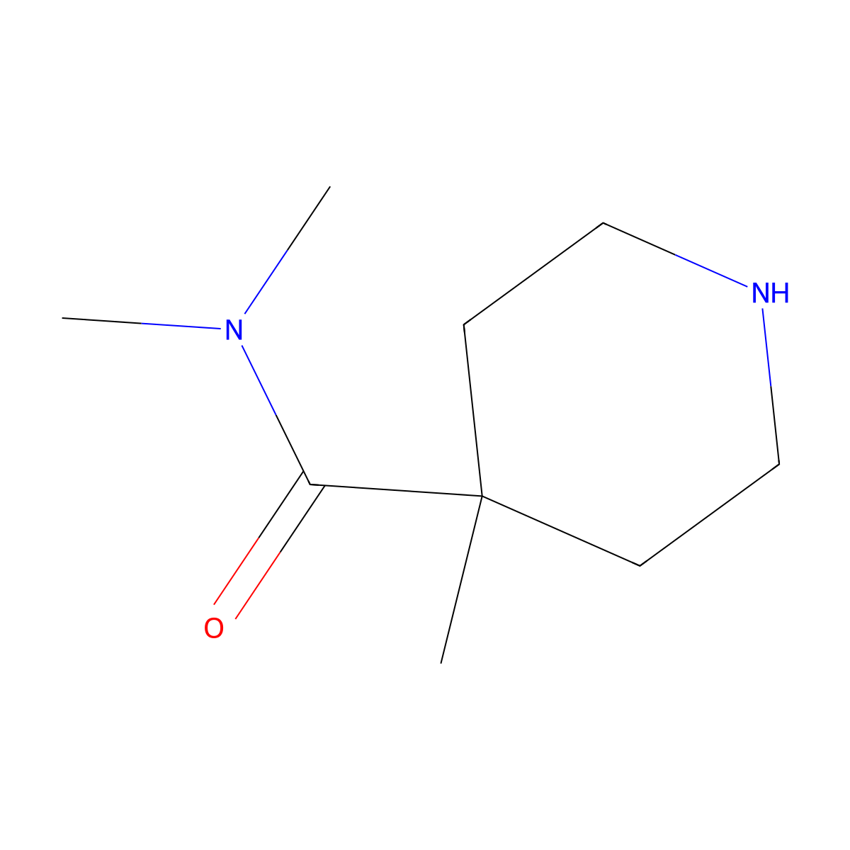 N,N,4-trimethylpiperidine-4-carboxamide molecular structure, CAS 1316219-59-6