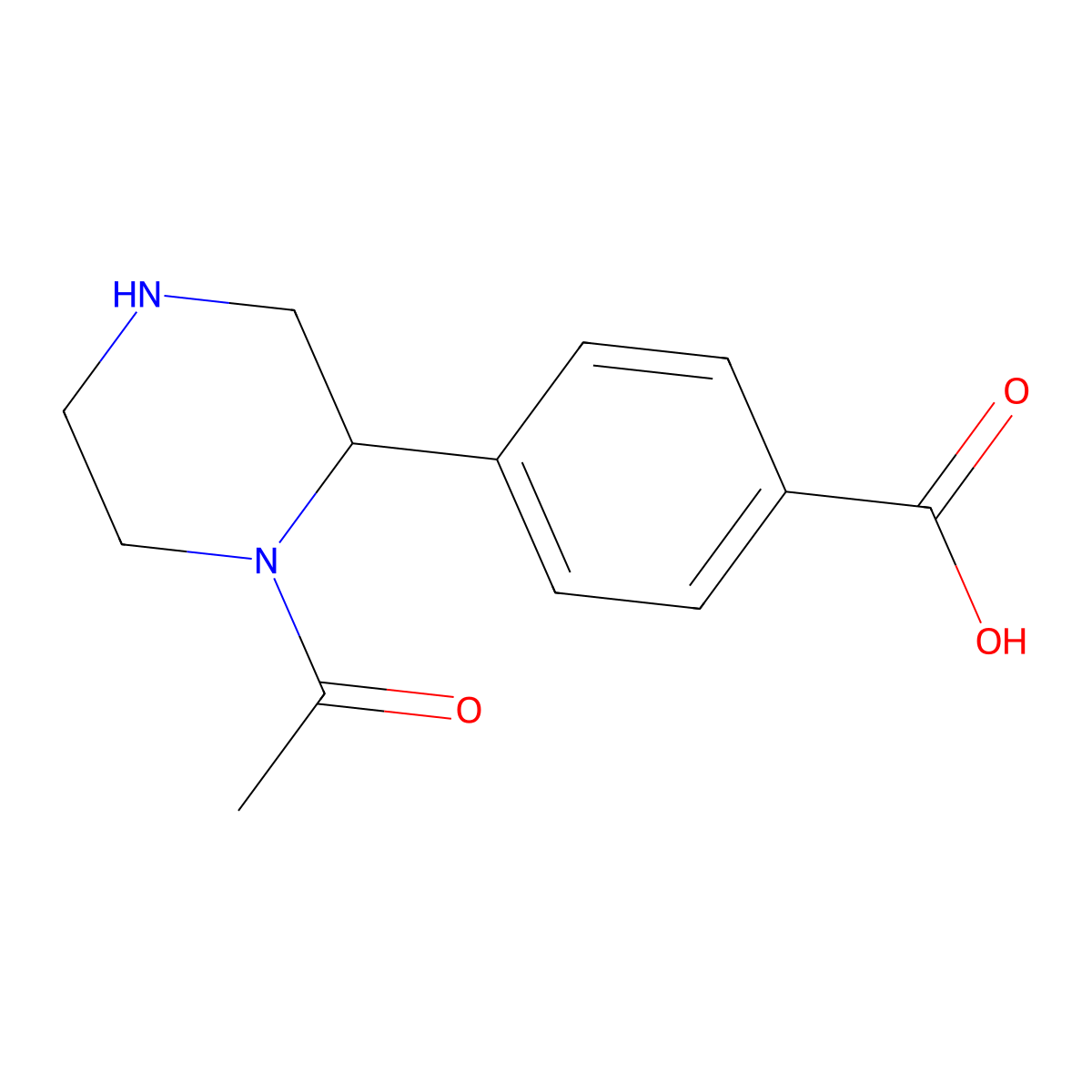 4-(1-Acetylpiperazin-2-yl)benzoic acid molecular structure, CAS 1316219-81-4