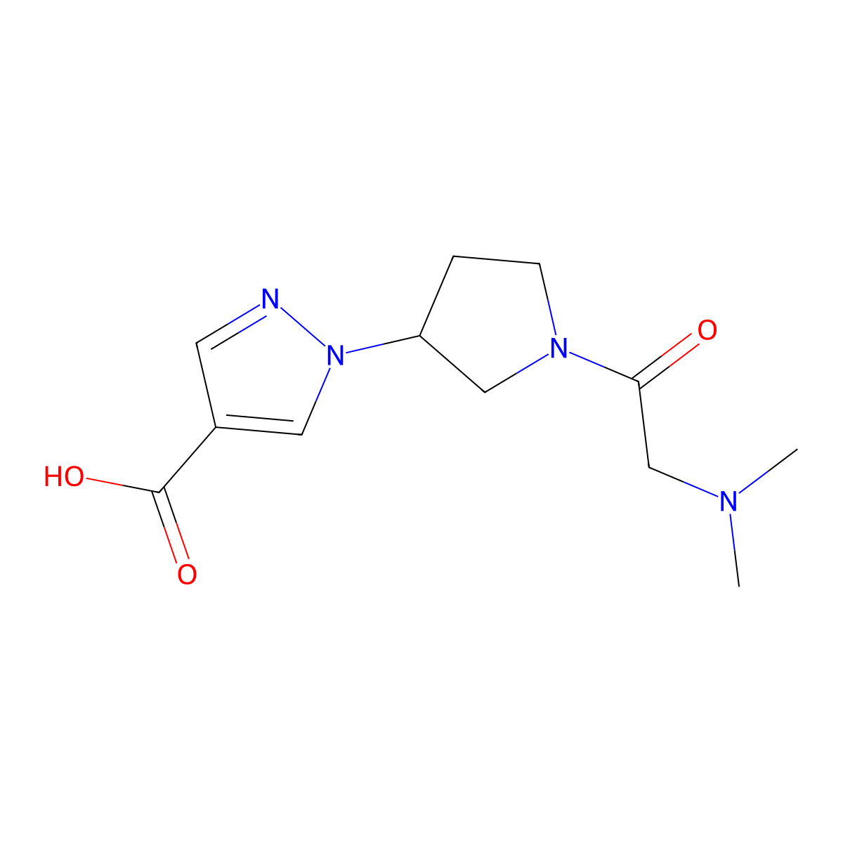 1-(1-(2-(Dimethylamino)acetyl)pyrrolidin-3-yl)-1H-pyrazole-4-carboxylic acid molecular structure, CAS 1316219-85-8