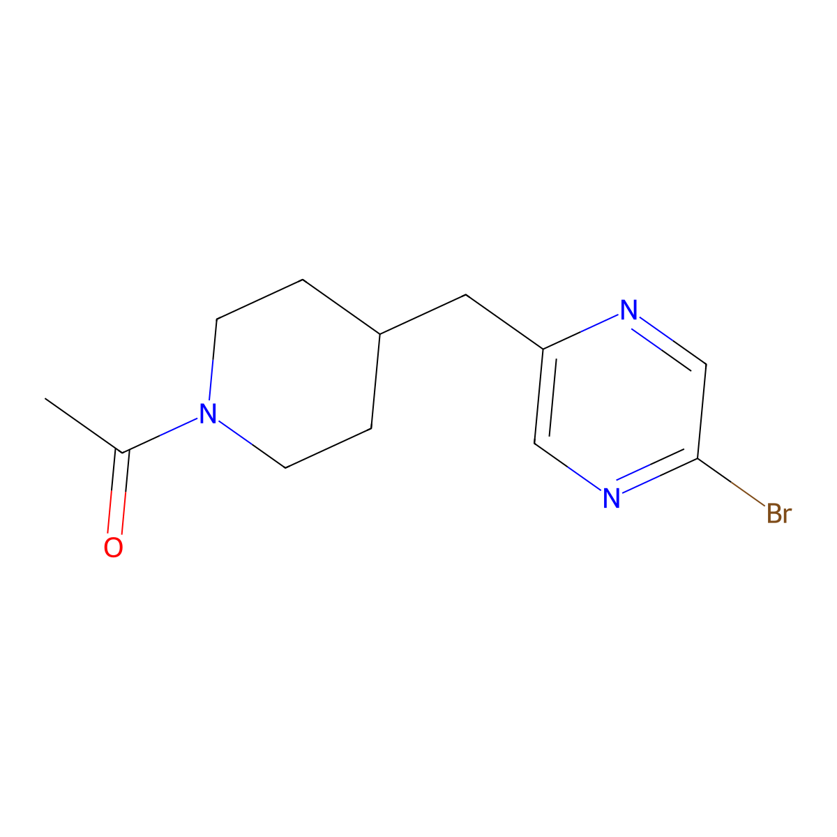1-(4-((5-Bromopyrazin-2-yl)methyl)piperidin-1-yl)ethanone molecular structure, CAS 1316220-17-3