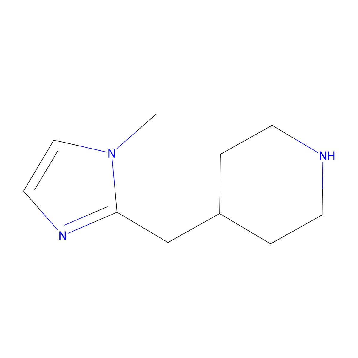 4-[(1-methyl-1H-imidazol-2-yl)methyl]piperidine molecular structure, CAS 1316220-37-7
