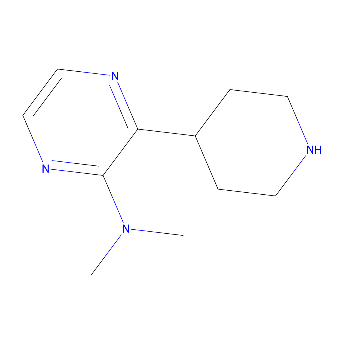 N,N-Dimethyl-3-(4-piperidinyl)-2-pyrazinamine molecular structure, CAS 1316220-75-3