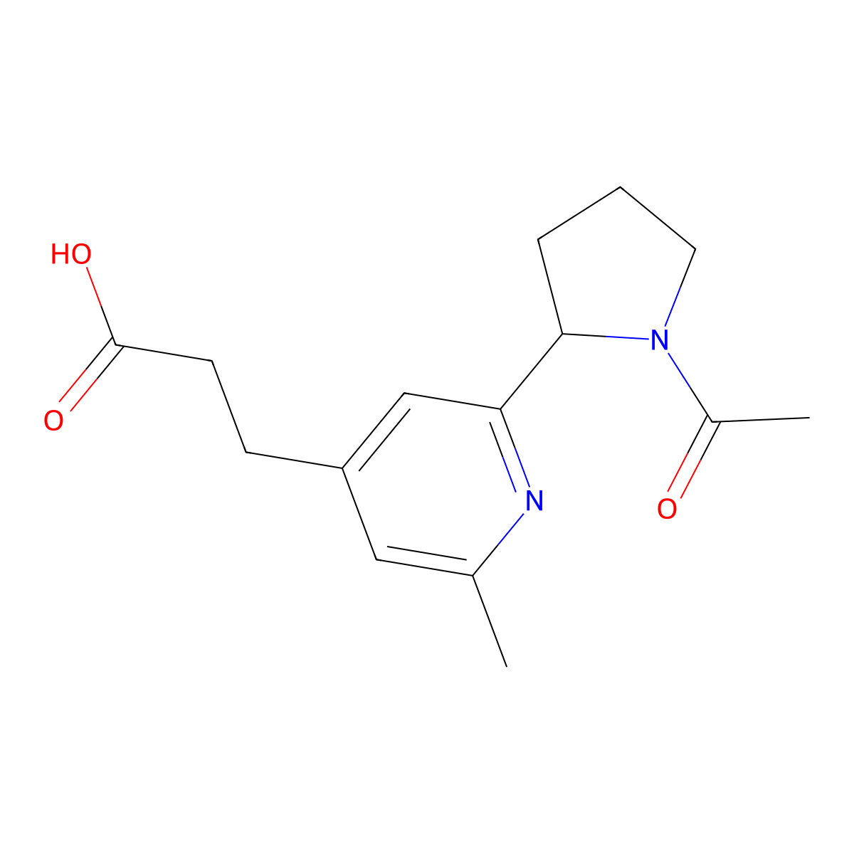 3-(2-(1-Acetylpyrrolidin-2-yl)-6-methylpyridin-4-yl)propanoic acid molecular structure, CAS 1316220-79-7