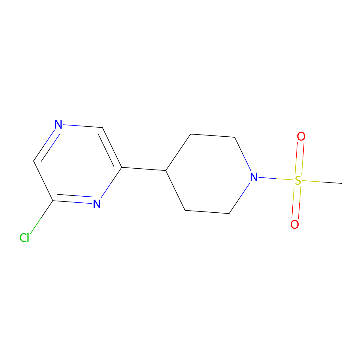 2-Chloro-6-(1-(methylsulfonyl)piperidin-4-yl)pyrazine molecular structure, CAS 1316220-86-6