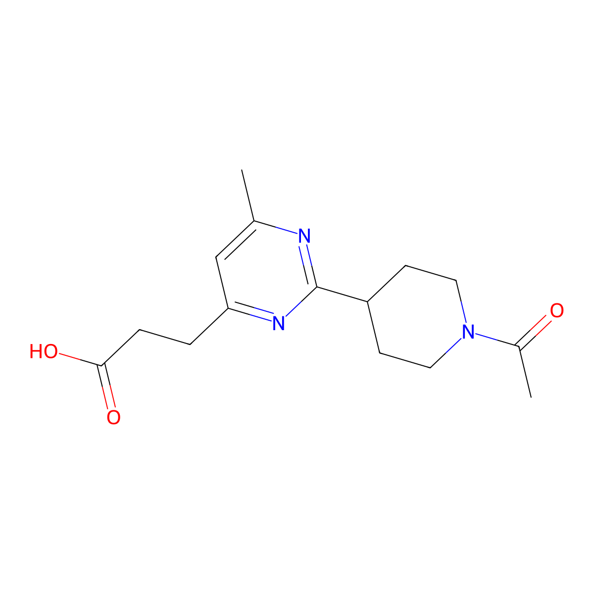 3-(2-(1-Acetylpiperidin-4-yl)-6-methylpyrimidin-4-yl)propanoic acid molecular structure, CAS 1316220-92-4