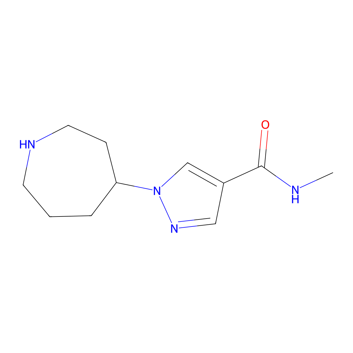 1-(Azepan-4-yl)-N-methyl-1H-pyrazole-4-carboxamide molecular structure, CAS 1316221-09-6