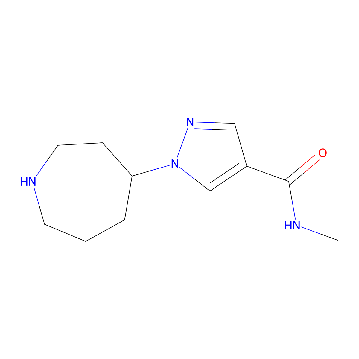 1-(Azepan-4-yl)-N-methyl-1H-pyrazole-4-carboxamide molecular structure, CAS 1316221-09-6