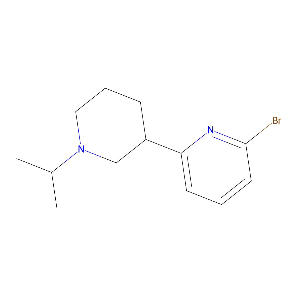 2-Bromo-6-(1-isopropylpiperidin-3-yl)pyridine molecular structure, CAS 1316221-10-9