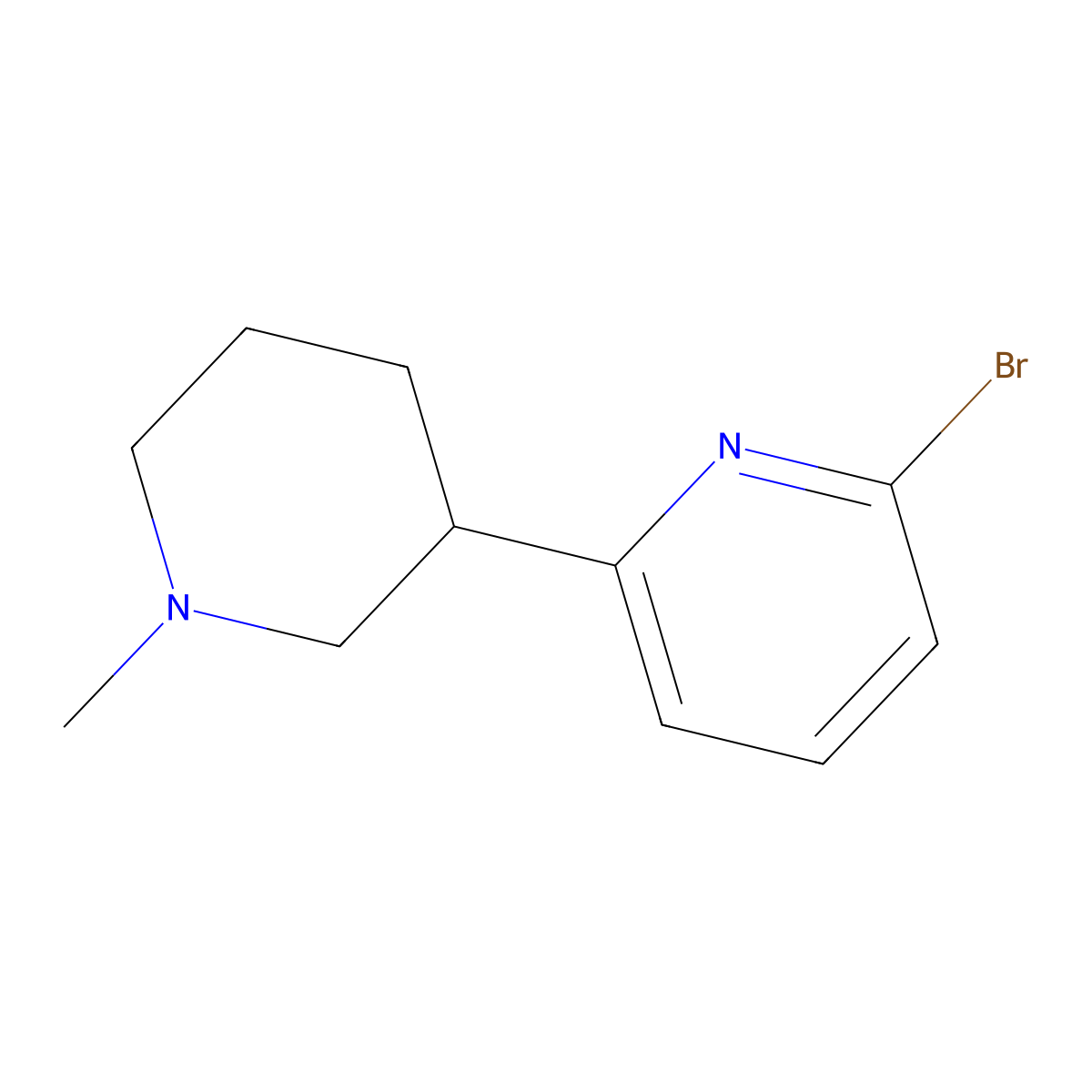 2-Bromo-6-(1-methylpiperidin-3-yl)pyridine molecular structure, CAS 1316221-16-5