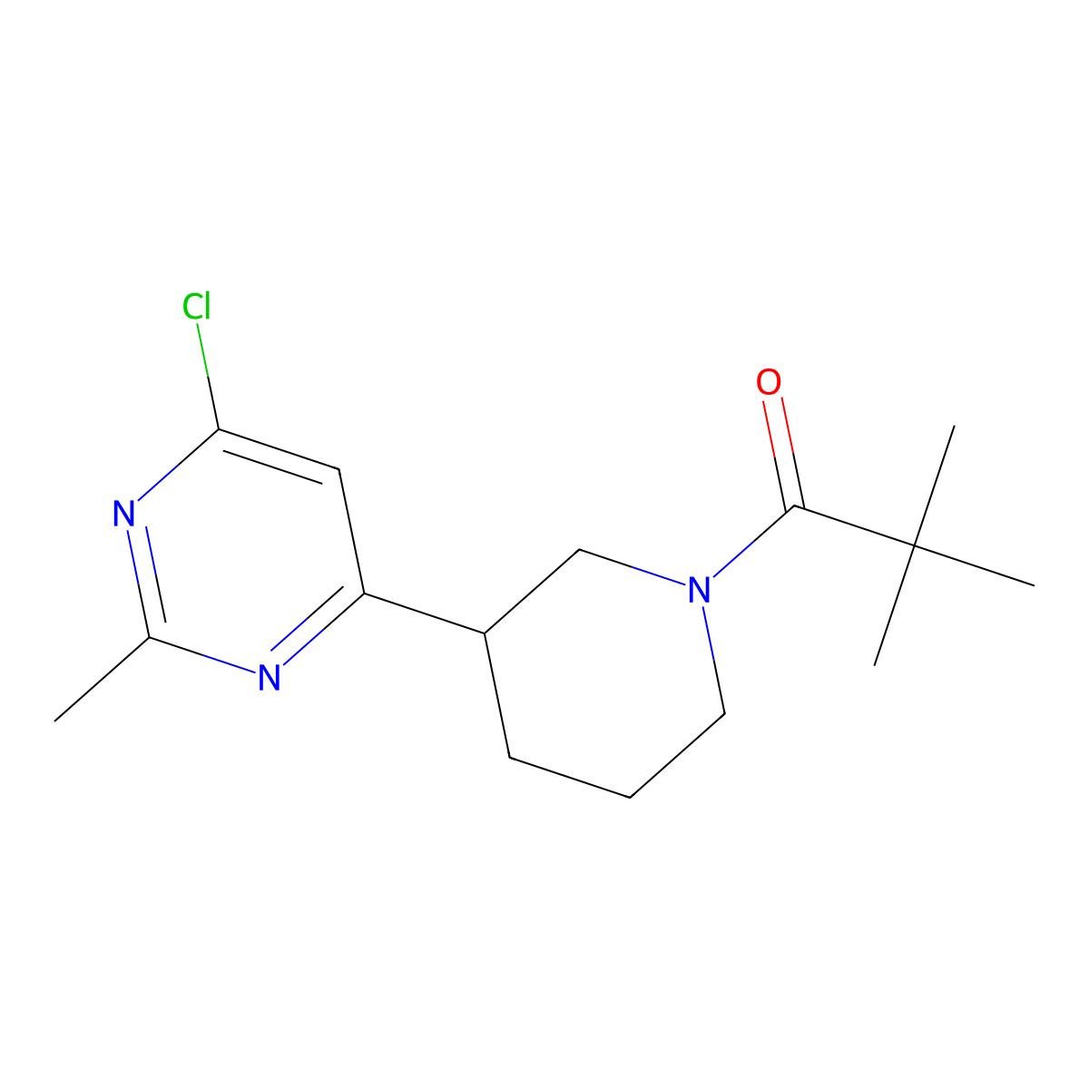 1-(3-(6-Chloro-2-methylpyrimidin-4-yl)piperidin-1-yl)-2,2-dimethylpropan-1-one molecular structure, CAS 1316221-17-6