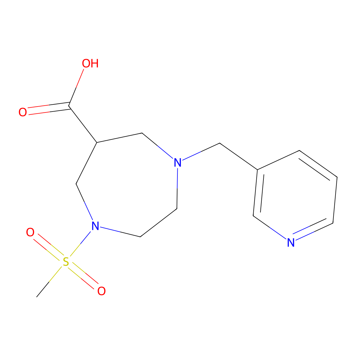 1-Methanesulfonyl-4-pyridin-3-ylmethyl-[1,4]diazepane-6-carboxylic acid molecular structure, CAS 1316221-28-9
