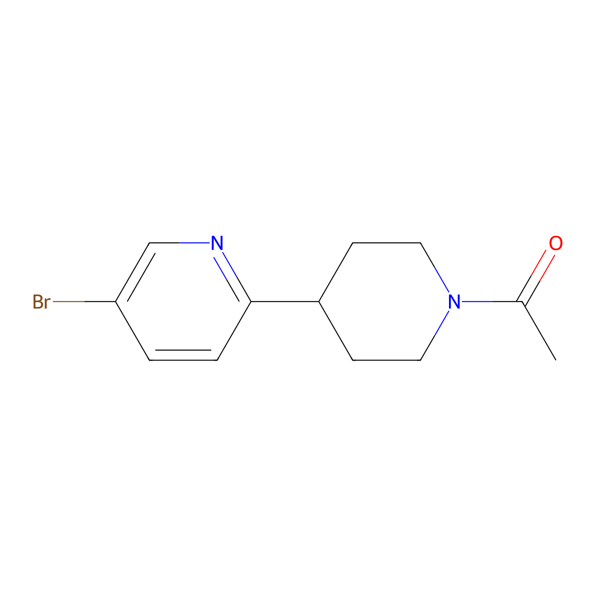 1-(4-(5-Bromopyridin-2-yl)piperidin-1-yl)ethanone molecular structure, CAS 1316221-39-2