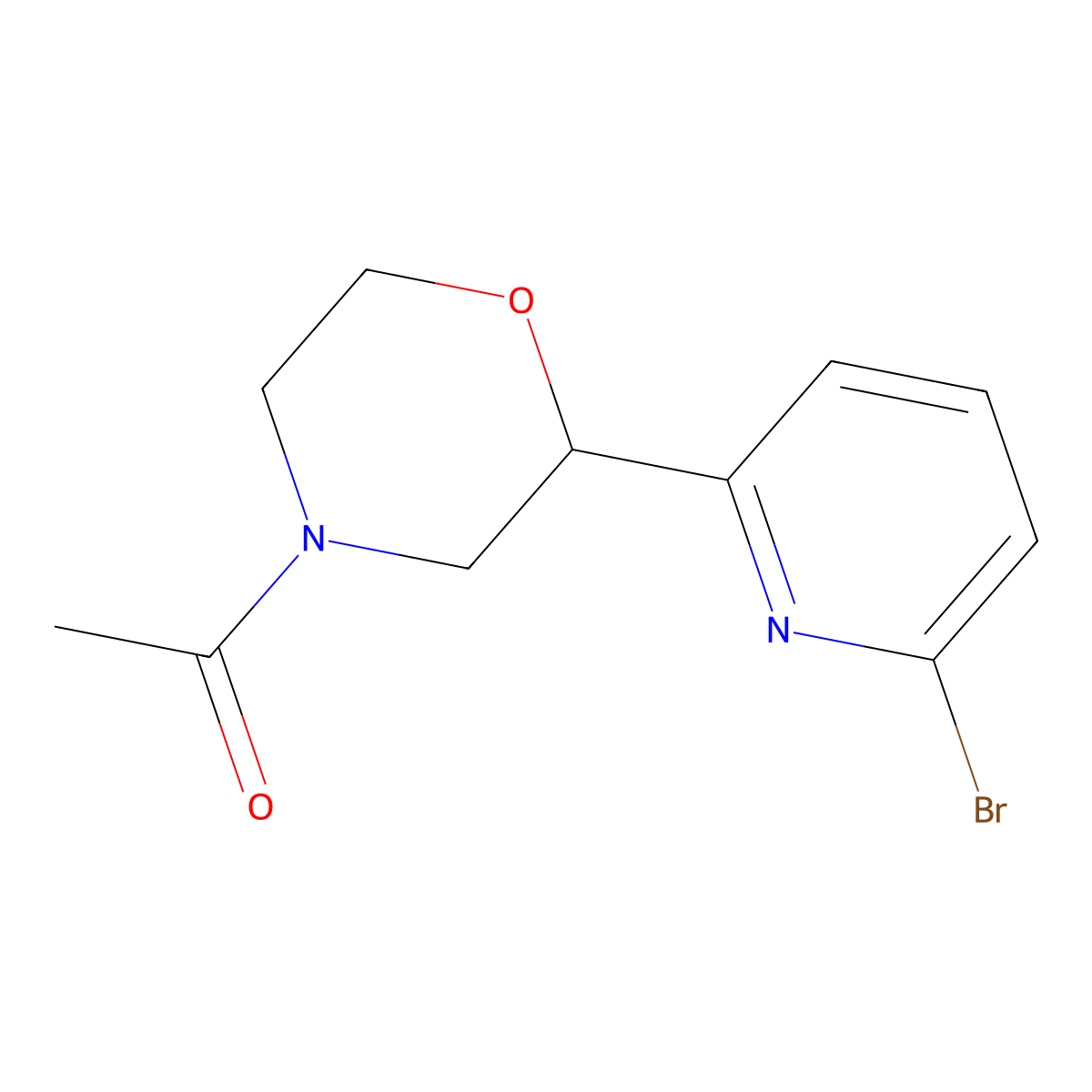 1-(2-(6-Bromopyridin-2-yl)morpholino)ethanone molecular structure, CAS 1316221-41-6
