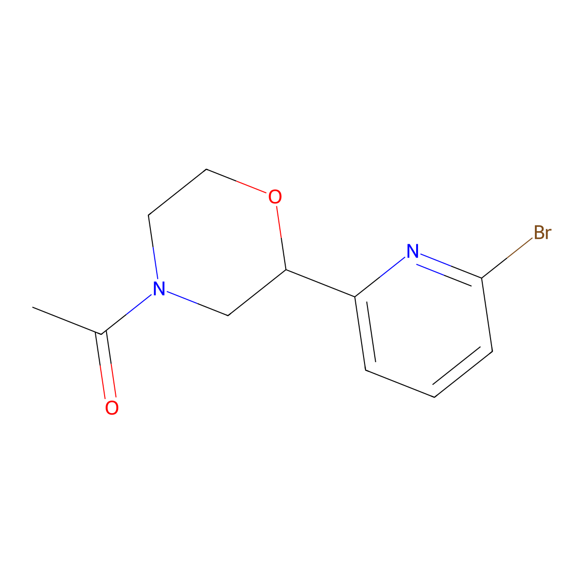 1-(2-(6-Bromopyridin-2-yl)morpholino)ethanone molecular structure, CAS 1316221-41-6