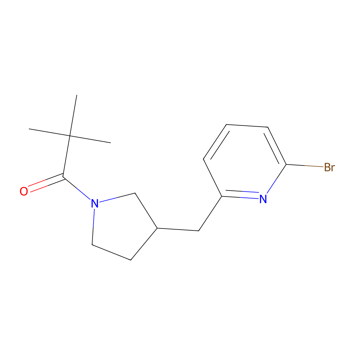 1-(3-((6-Bromopyridin-2-yl)methyl)pyrrolidin-1-yl)-2,2-dimethylpropan-1-one molecular structure, CAS 1316221-44-9