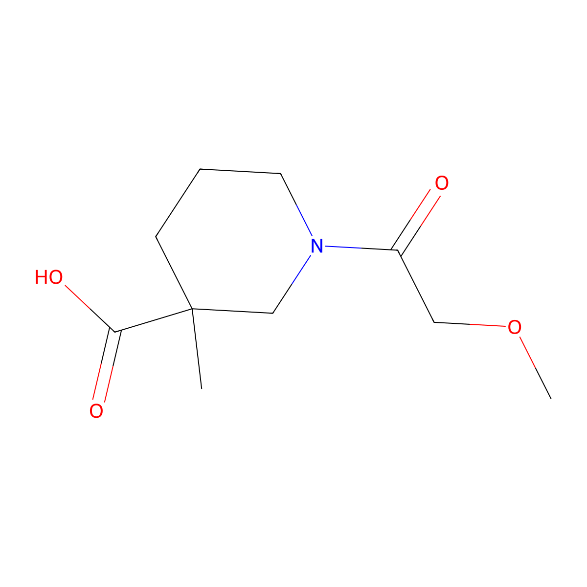 1-(2-Methoxyacetyl)-3-methylpiperidine-3-carboxylic acid molecular structure, CAS 1316221-56-3