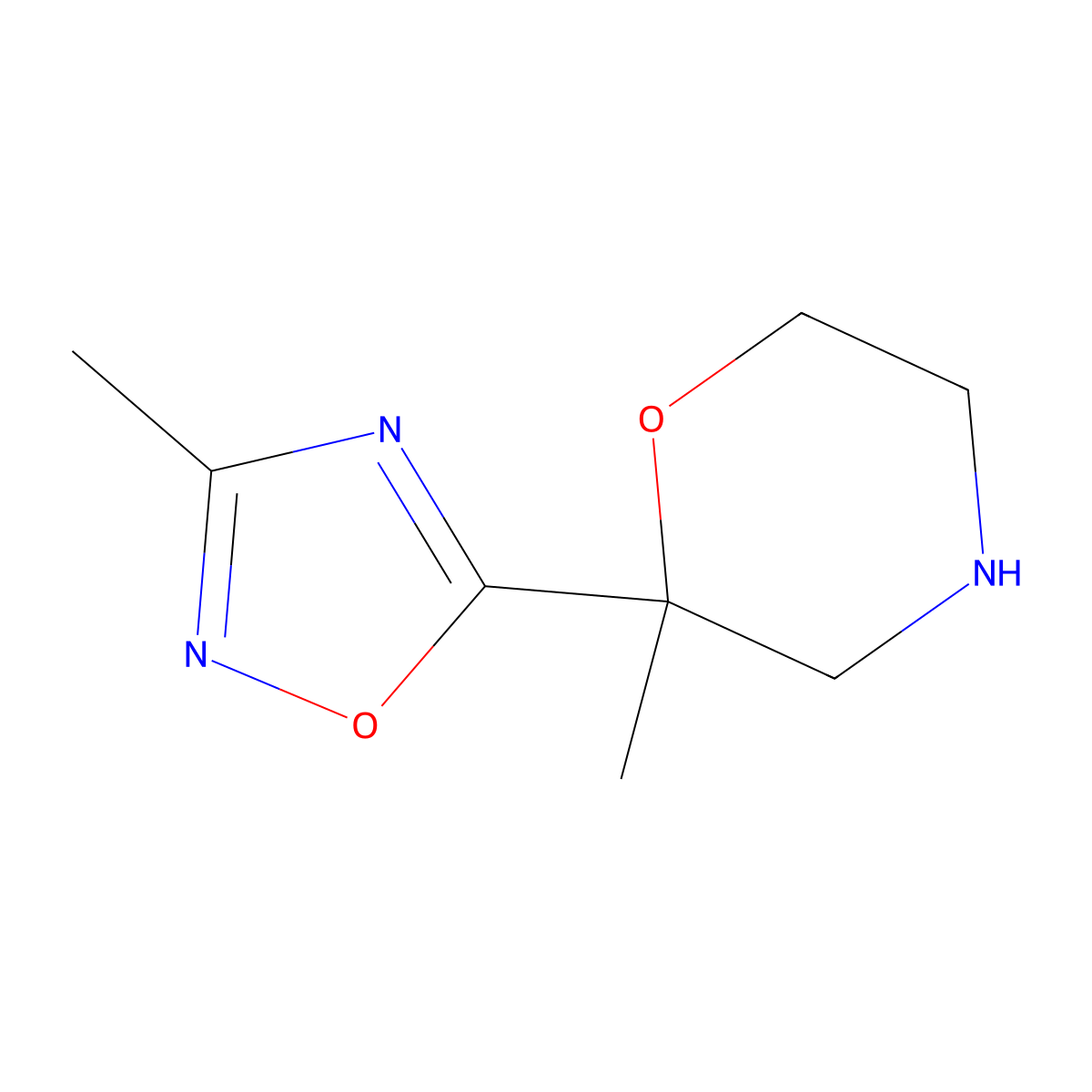 2-Methyl-2-(3-methyl-1,2,4-oxadiazol-5-yl)morpholine molecular structure, CAS 1316221-57-4