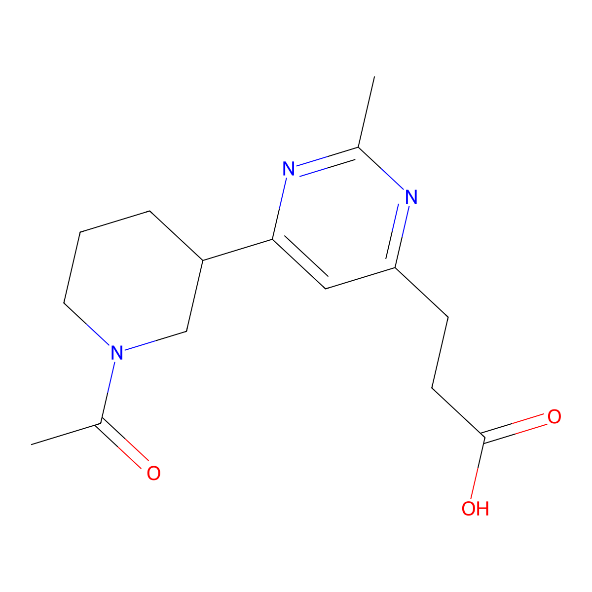 3-(6-(1-Acetylpiperidin-3-yl)-2-methylpyrimidin-4-yl)propanoic acid molecular structure, CAS 1316221-68-7