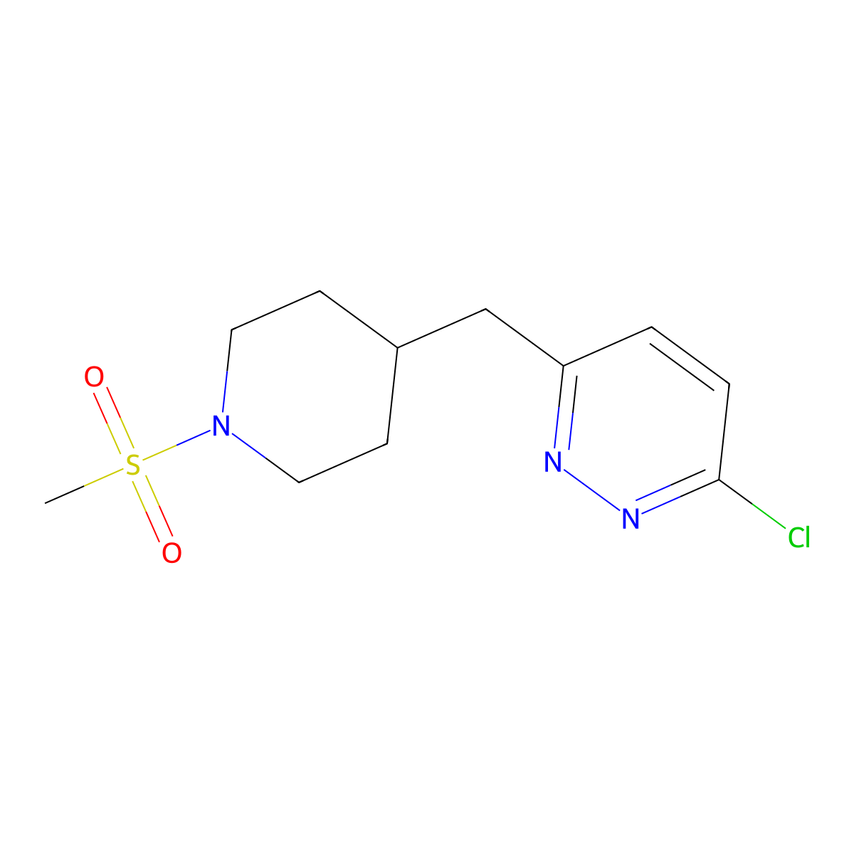 3-Chloro-6-((1-(methylsulfonyl)piperidin-4-yl)methyl)pyridazine molecular structure, CAS 1316221-72-3
