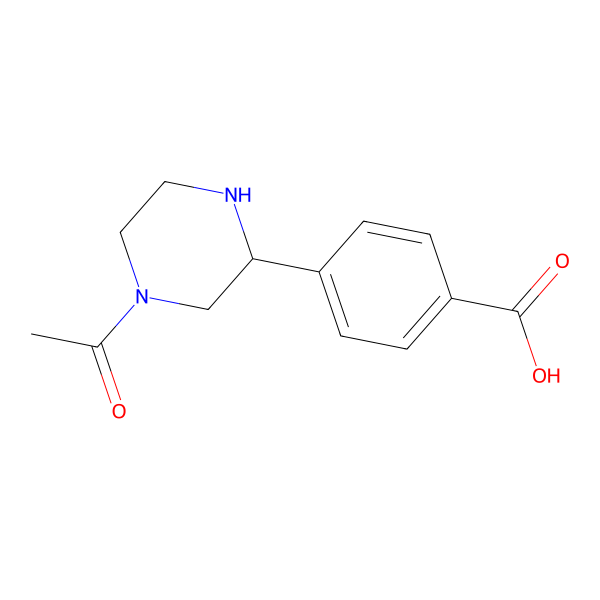 4-(4-Acetylpiperazin-2-yl)benzoic acid molecular structure, CAS 1316221-78-9