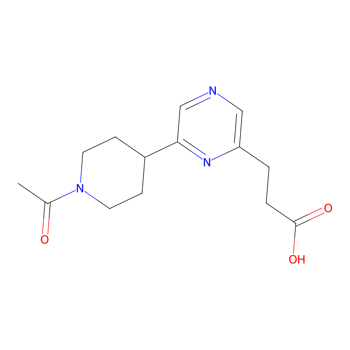 3-(6-(1-Acetylpiperidin-4-yl)pyrazin-2-yl)propanoic acid molecular structure, CAS 1316221-83-6