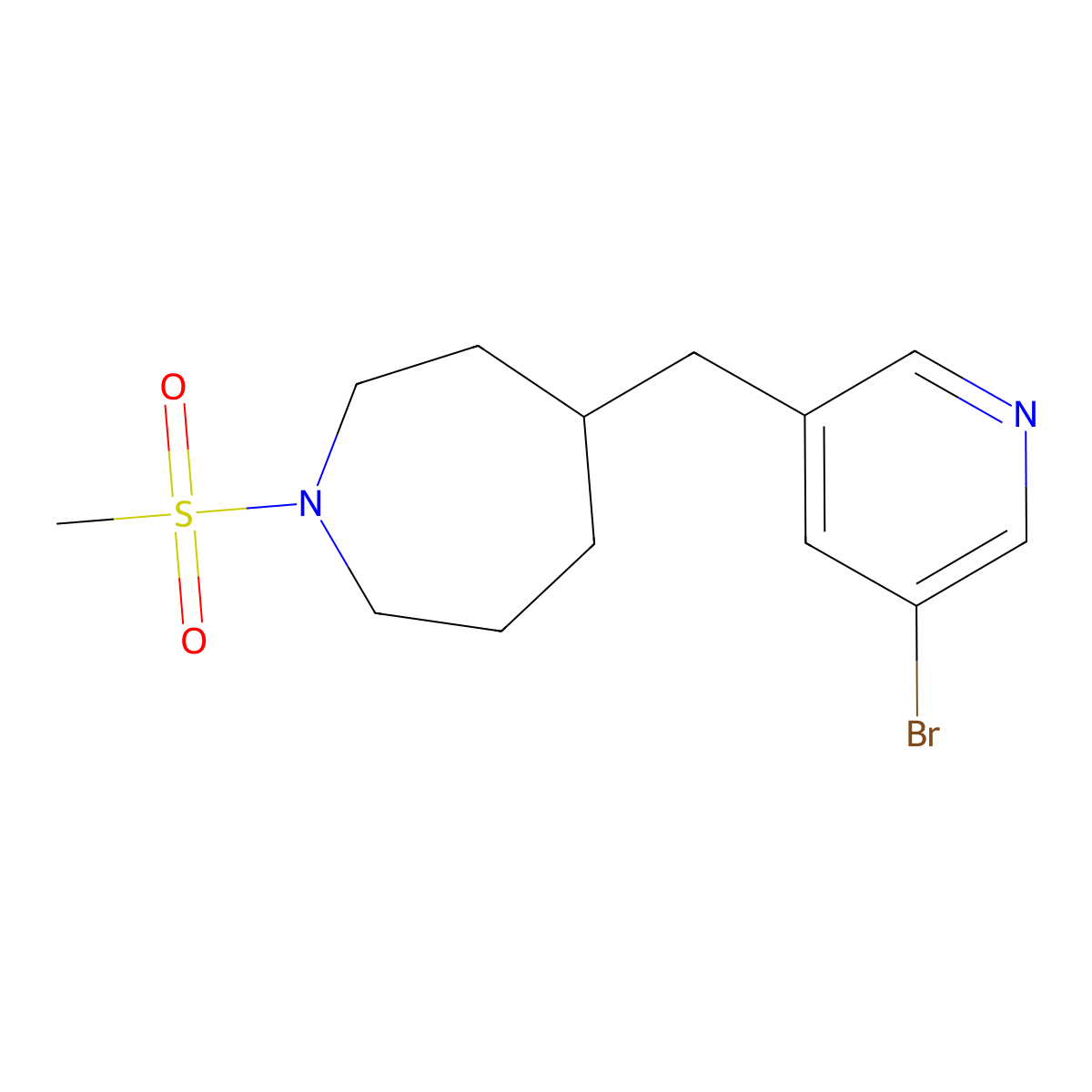 4-((5-Bromopyridin-3-yl)methyl)-1-(methylsulfonyl)azepane molecular structure, CAS 1316221-93-8