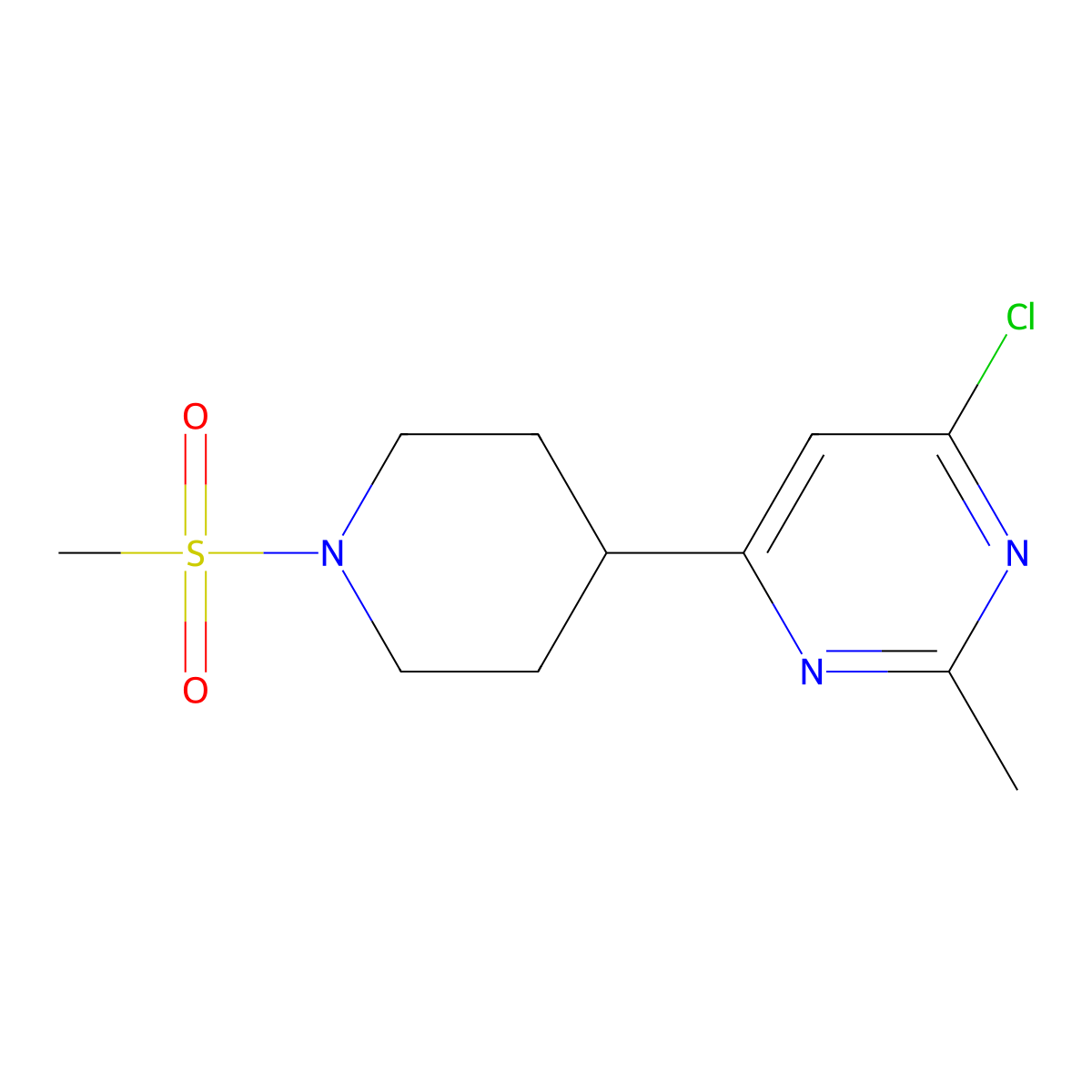 4-Chloro-2-methyl-6-(1-(methylsulfonyl)piperidin-4-yl)pyrimidine molecular structure, CAS 1316221-94-9