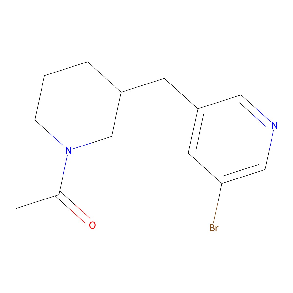 1-(3-((5-Bromopyridin-3-yl)methyl)piperidin-1-yl)ethanone molecular structure, CAS 1316222-14-6