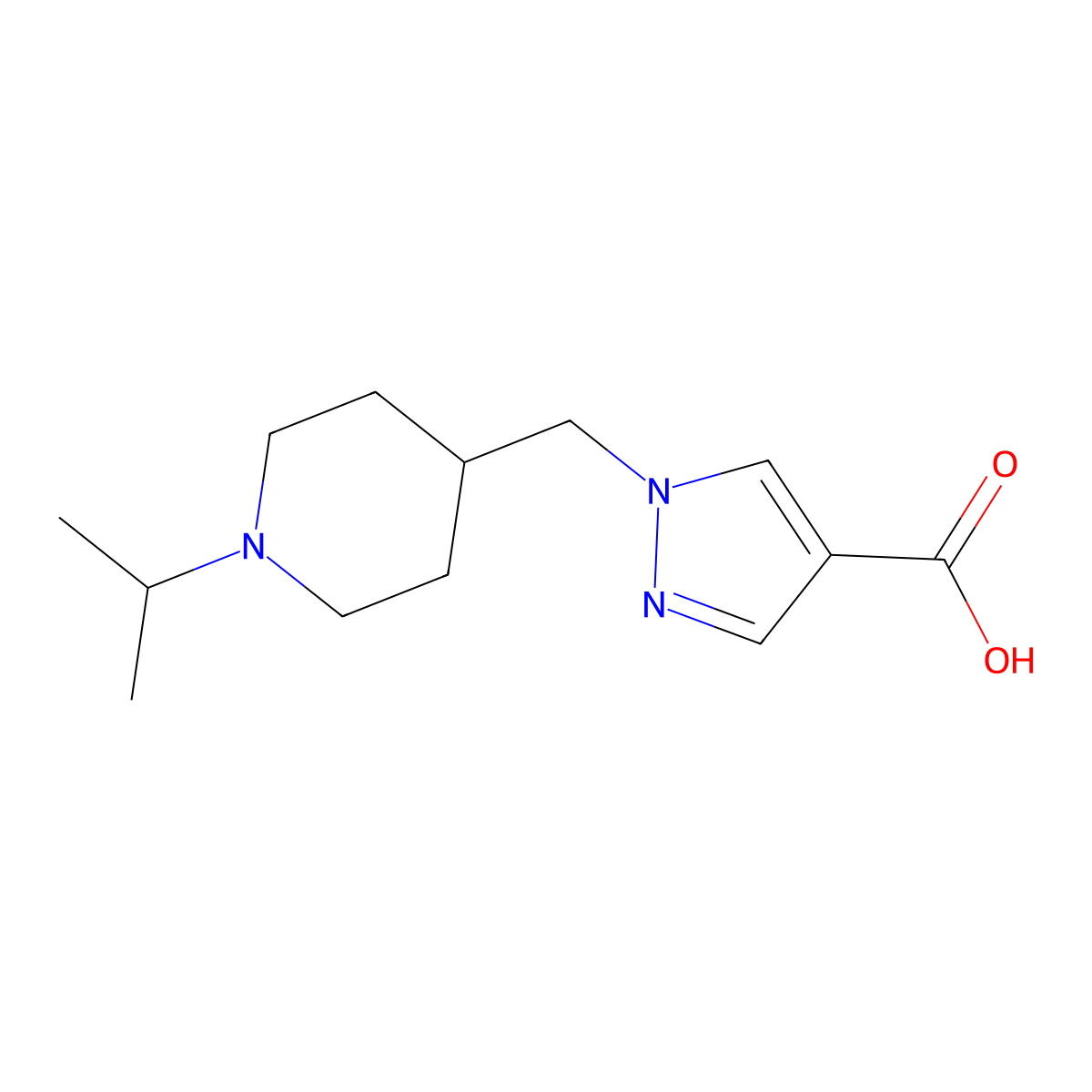 1-((1-Isopropylpiperidin-4-yl)methyl)-1H-pyrazole-4-carboxylic acid molecular structure, CAS 1316222-36-2