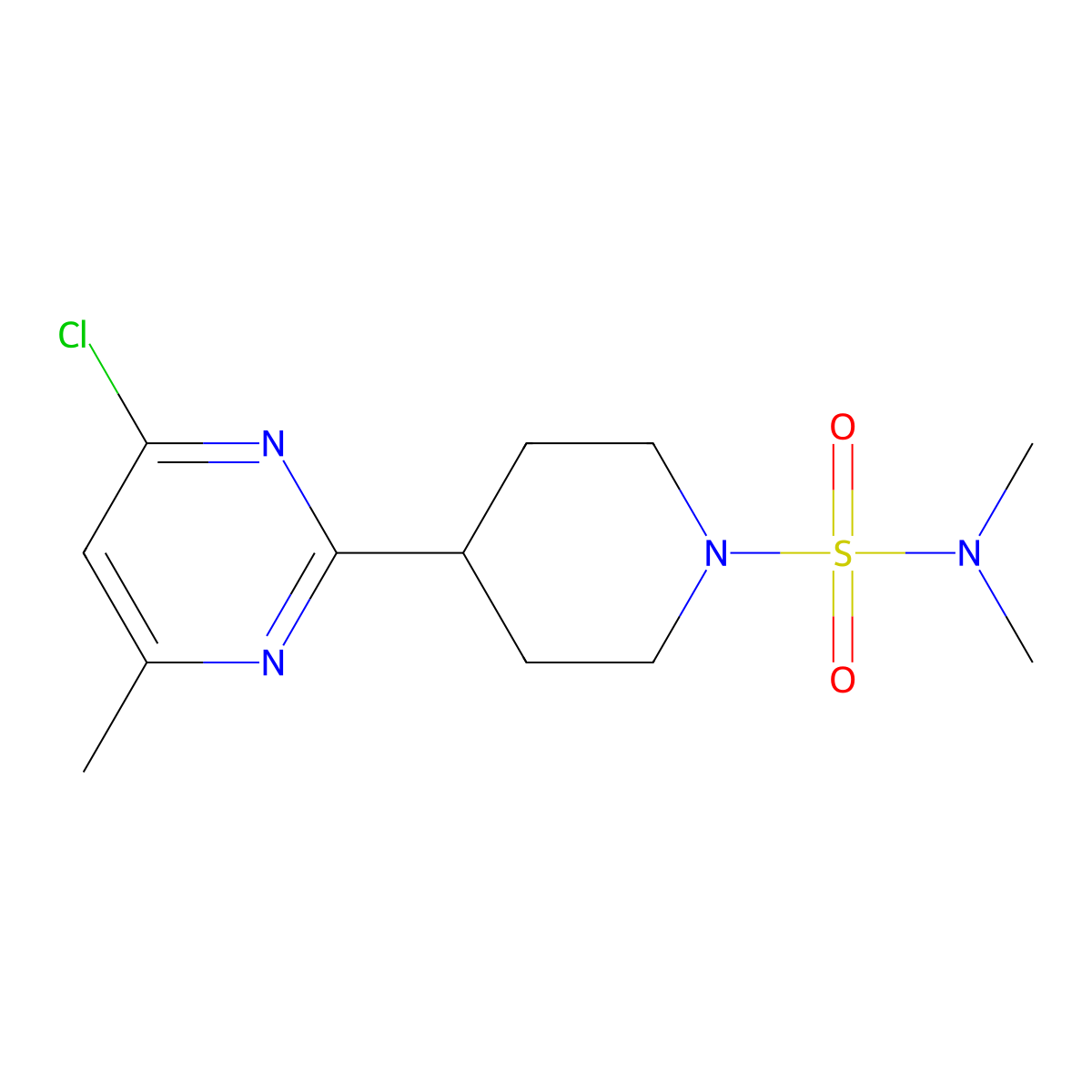 4-(4-chloro-6-methylpyrimidin-2-yl)-N,N-dimethylpiperidine-1-sulfonamide molecular structure, CAS 1316222-50-0