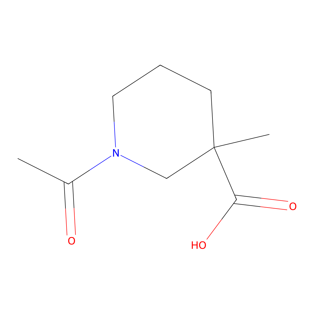 1-Acetyl-3-methylpiperidine-3-carboxylic acid molecular structure, CAS 1316222-54-4