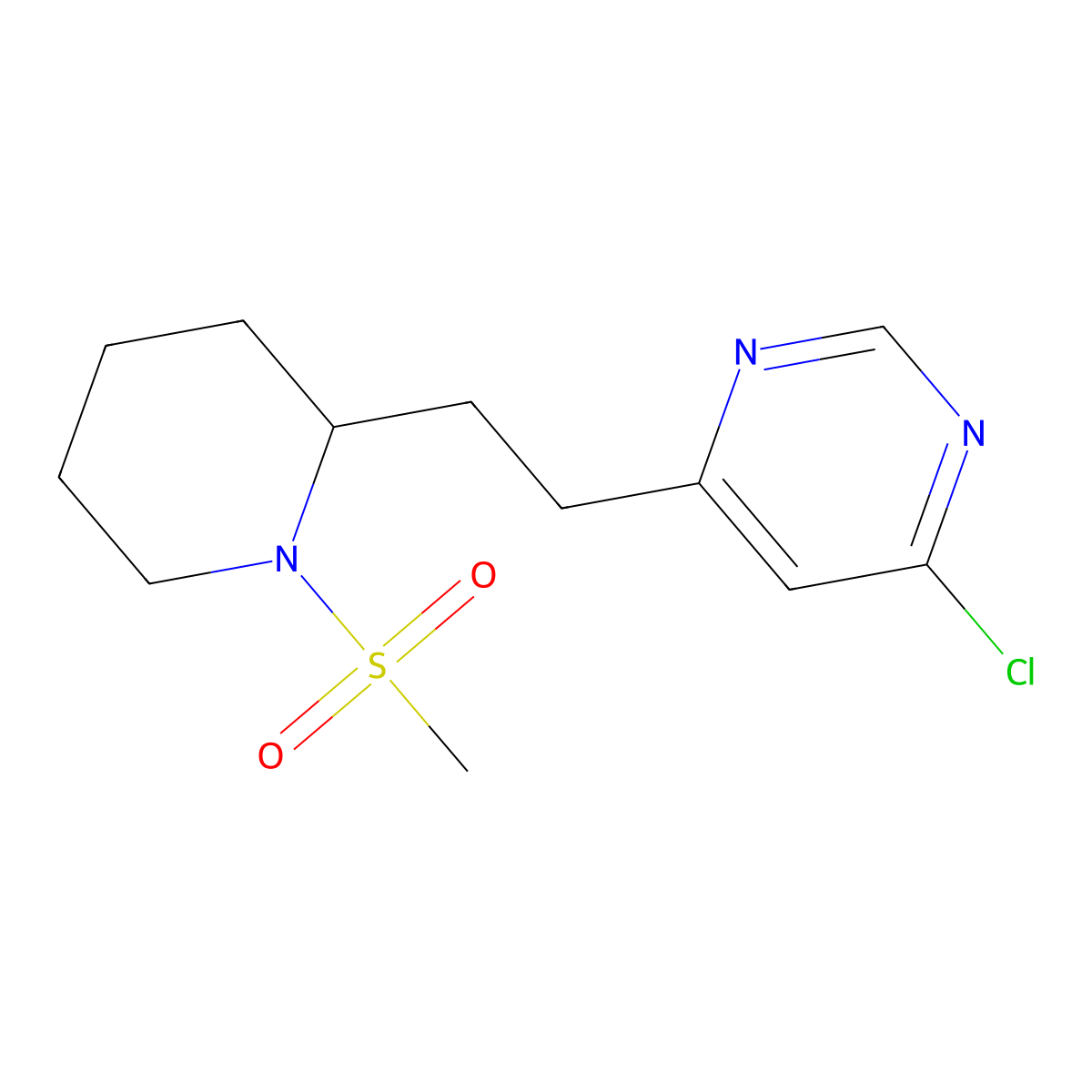 4-Chloro-6-(2-(1-(methylsulfonyl)piperidin-2-yl)ethyl)pyrimidine molecular structure, CAS 1316222-75-9
