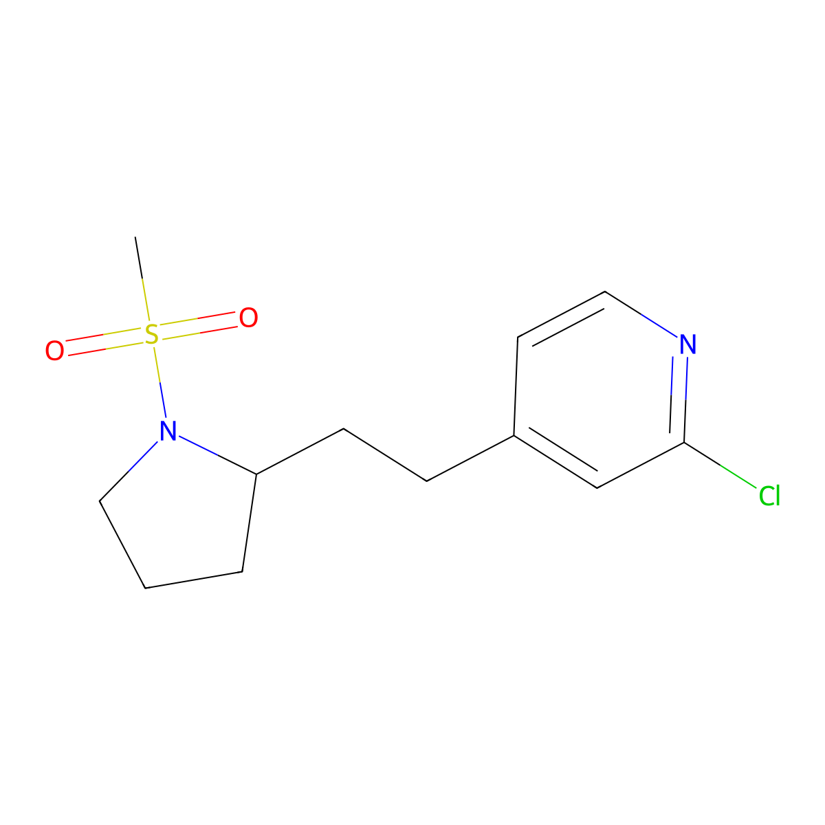 2-Chloro-4-(2-(1-(methylsulfonyl)pyrrolidin-2-yl)ethyl)pyridine molecular structure, CAS 1316222-83-9